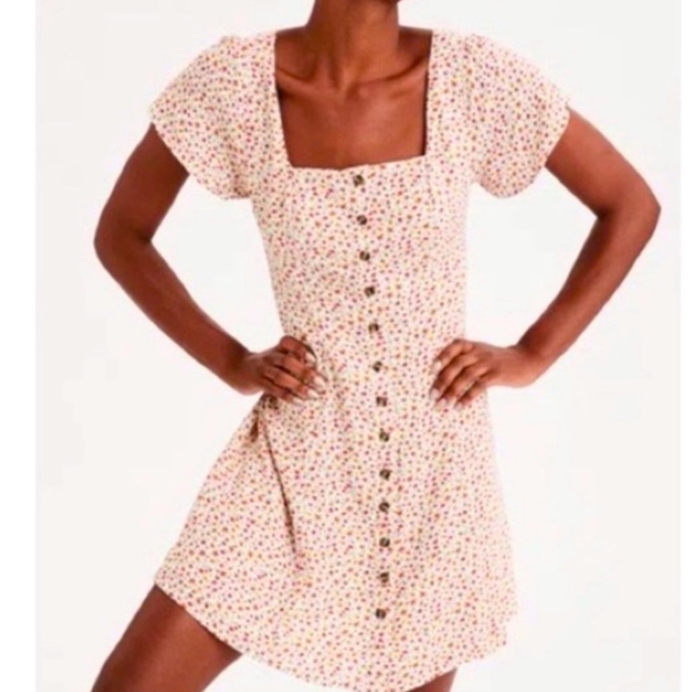 American Eagle Women's Micro Floral Print Button Dress Teen School Small Sm